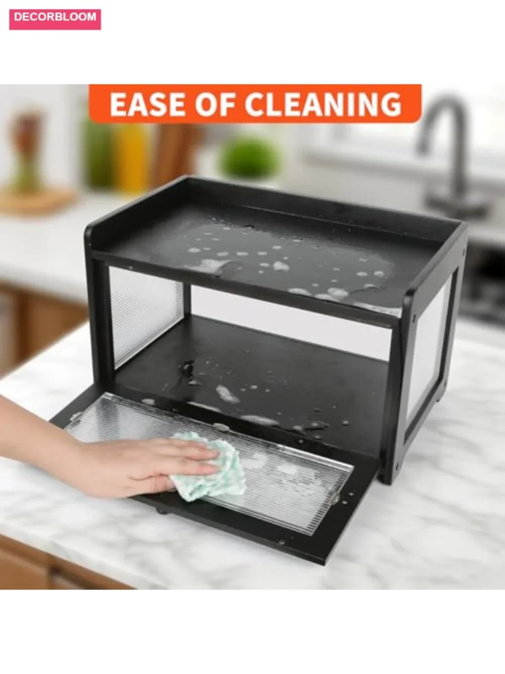 Kerisgo Wooden Bread Box with Magnetic Acrylic Door - Large Capacity